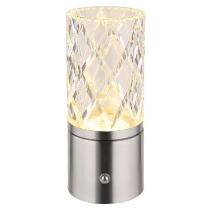 Globo - LED Prigušiva stona lampa na dodir LED/2,5W/3,7V 2700K/4000K/6500K 1800 mAh USB mat krom