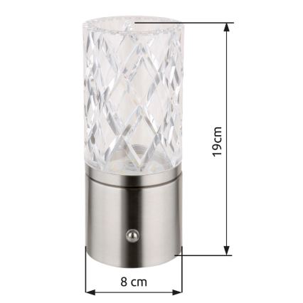 Globo - LED Prigušiva stona lampa na dodir LED/2,5W/3,7V 2700K/4000K/6500K 1800 mAh USB mat krom