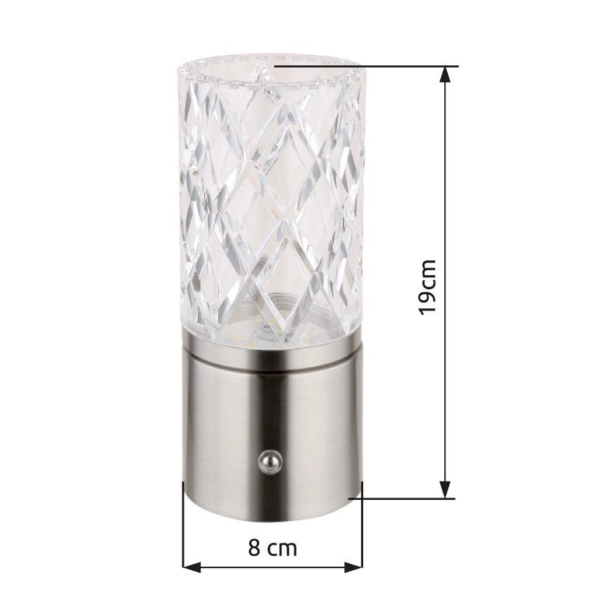 Globo - LED Prigušiva stona lampa na dodir LED/2,5W/3,7V 2700K/4000K/6500K 1800 mAh USB mat krom