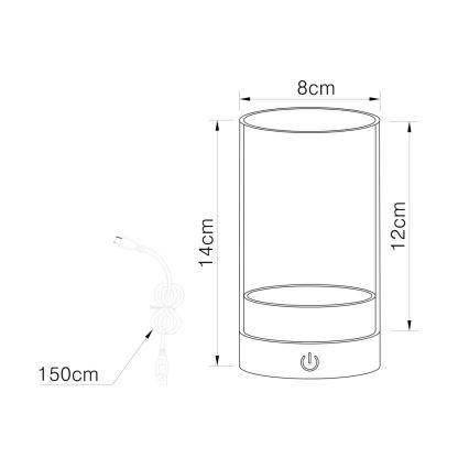 Globo - LED Vanjska prigušivi punjiva dodirna stona lampa LED/2W/3,7V 2700/4000/6500K 1200mAh IP44 sivo
