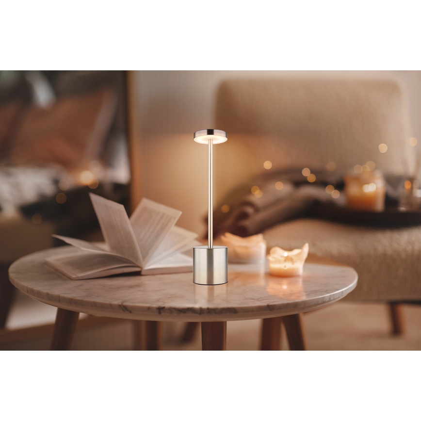 Globo - LED Prigušiva stona lampa na dodir LED/1,2W/3,7V 2000K/3500K/7000K 1200 mAh USB mat krom