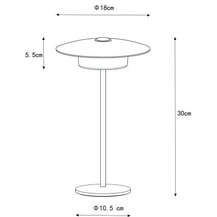 Globo - LED Vanjska punjiva dodirna stona lampa LED/3W/3,7V 1800/2700/3000K IP44 1800 mAh sivo