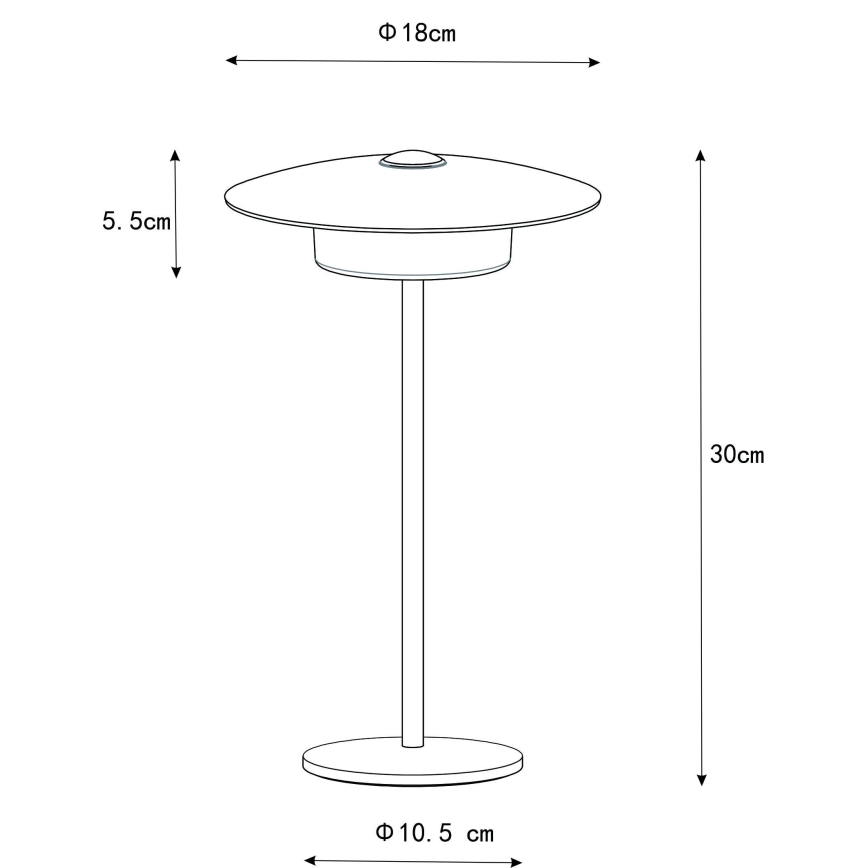 Globo - LED Vanjska punjiva dodirna stona lampa LED/3W/3,7V 1800/2700/3000K IP44 1800 mAh crno