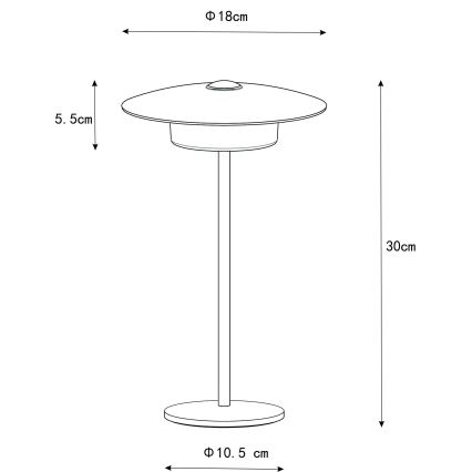 Globo - LED Vanjska punjiva dodirna stona lampa LED/3W/3,7V 1800/2700/3000K IP44 1800 mAh bela