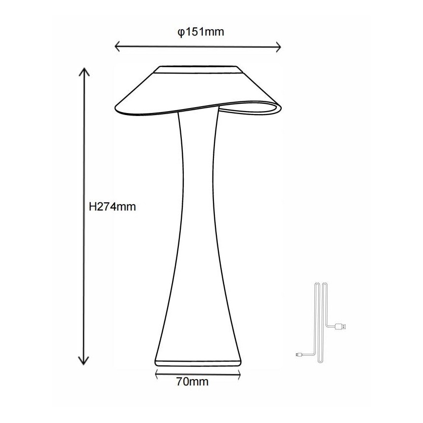 Globo - LED Prigušiva punjiva stona lampa LED/2,5W/3,7V 1200mAh 2700K/4500K/6500K zlatna