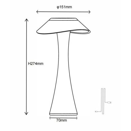 Globo - LED Prigušiva punjiva stona lampa LED/2,5W/3,7V 1200mAh 2700K/4500K/6500K bela