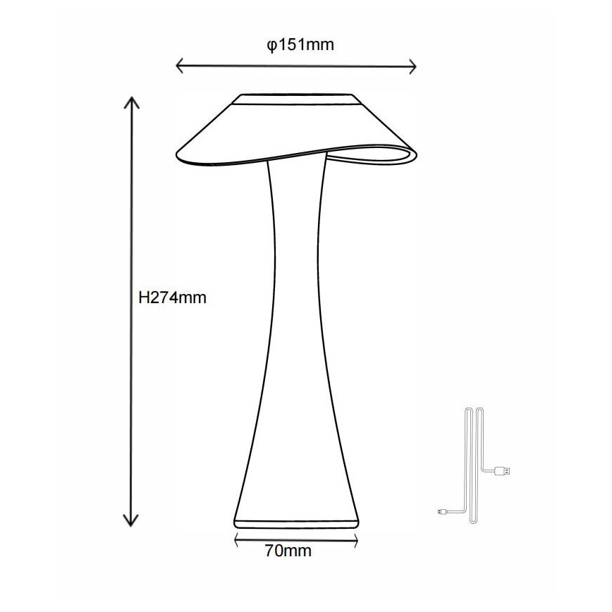 Globo - LED Prigušiva punjiva stona lampa LED/2,5W/3,7V 1200mAh 2700K/4500K/6500K bela