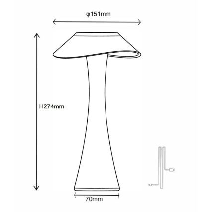 Globo - LED Prigušiva punjiva stona lampa LED/2,5W/3,7V 1200mAh 2700K/4500K/6500K crno