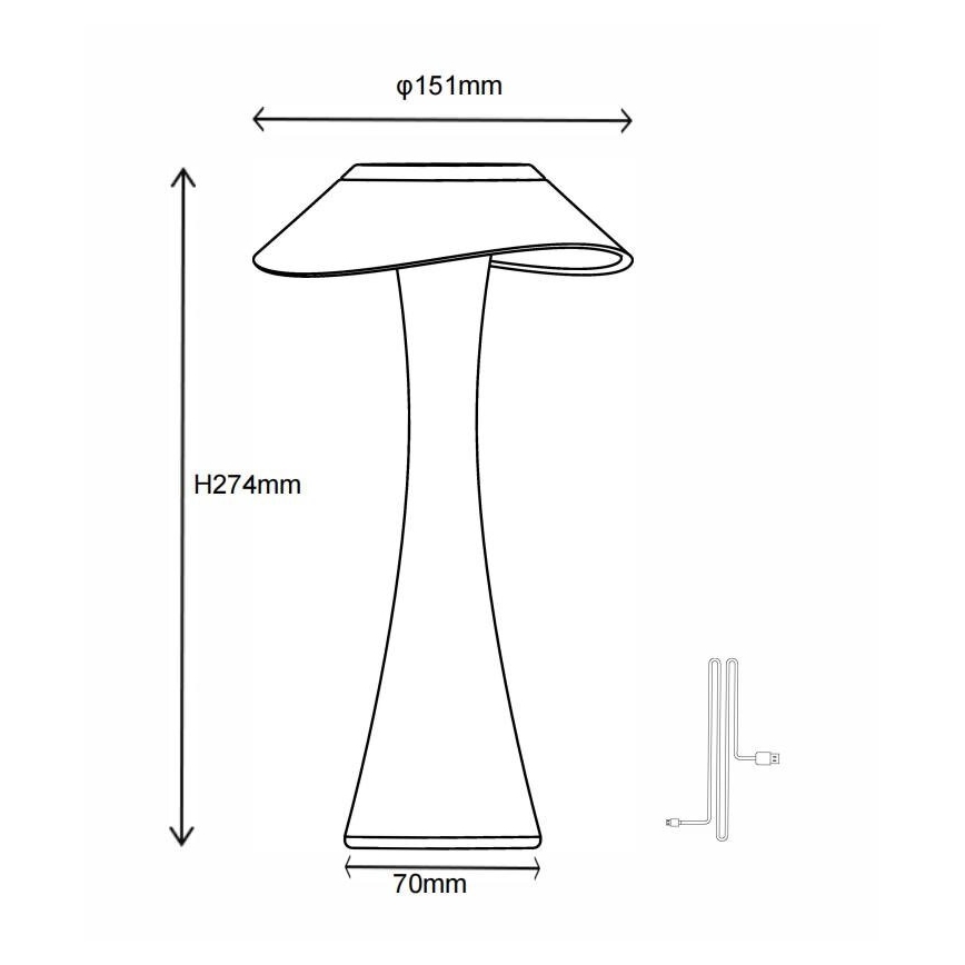 Globo - LED Prigušiva punjiva stona lampa LED/2,5W/3,7V 1200mAh 2700K/4500K/6500K crno