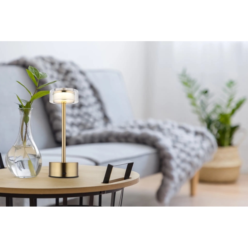 Globo - LED Prigušiva punjiva dodirna stona lampa LED/2,5W/3,7V 2700/4000/6500K 1800mAh mesing
