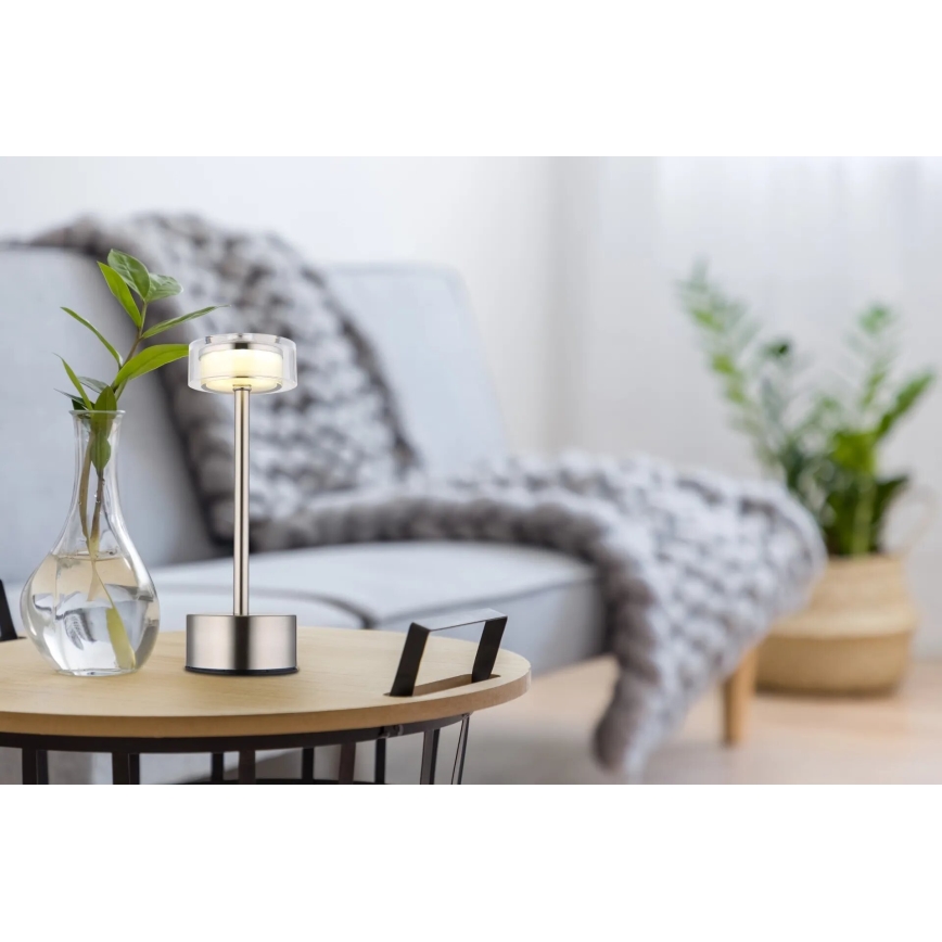 Globo - LED Prigušiva punjiva dodirna stona lampa LED/2,5W/3,7V 2700/4000/6500K 1800mAh mat krom