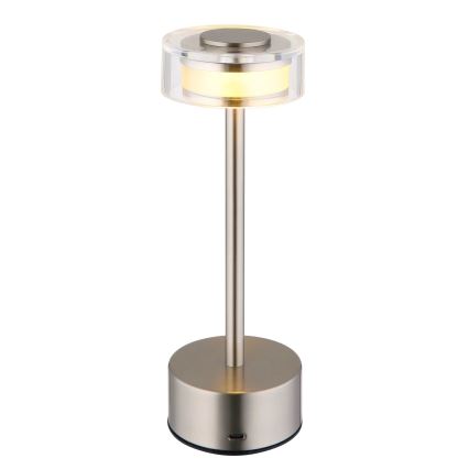 Globo - LED Prigušiva punjiva dodirna stona lampa LED/2,5W/3,7V 2700/4000/6500K 1800mAh mat krom
