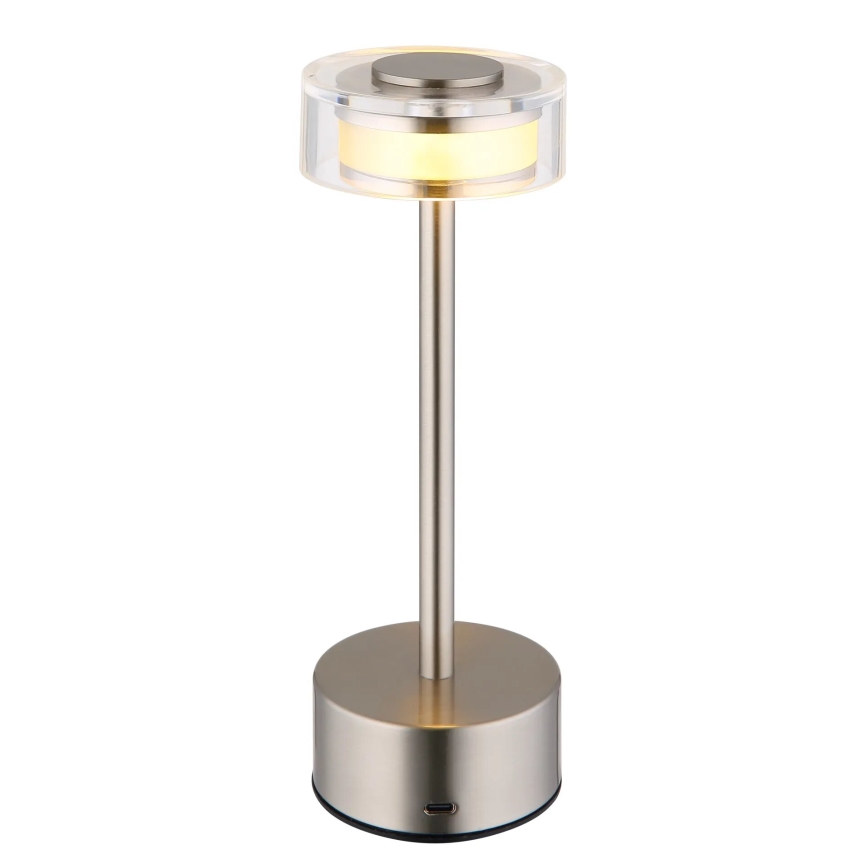 Globo - LED Prigušiva punjiva dodirna stona lampa LED/2,5W/3,7V 2700/4000/6500K 1800mAh mat krom