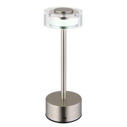Globo - LED Prigušiva punjiva dodirna stona lampa LED/2,5W/3,7V 2700/4000/6500K 1800mAh mat krom