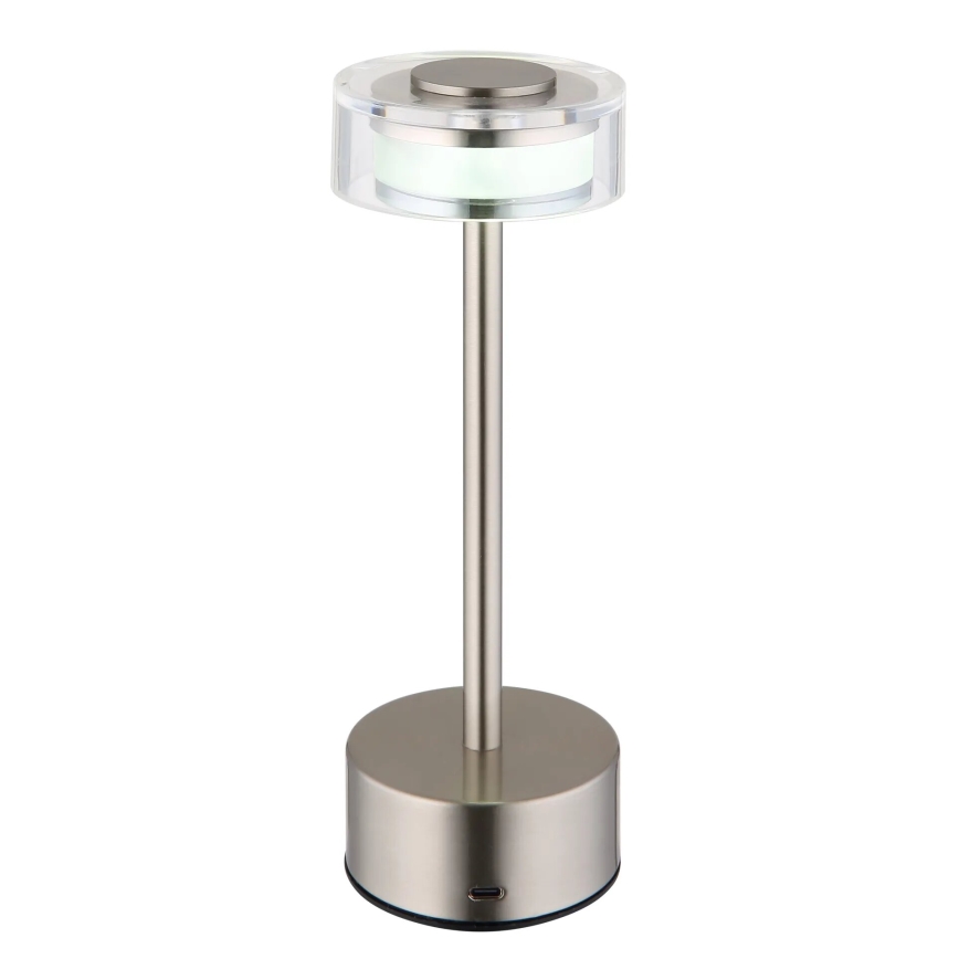 Globo - LED Prigušiva punjiva dodirna stona lampa LED/2,5W/3,7V 2700/4000/6500K 1800mAh mat krom