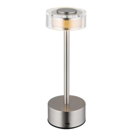 Globo - LED Prigušiva punjiva dodirna stona lampa LED/2,5W/3,7V 2700/4000/6500K 1800mAh mat krom