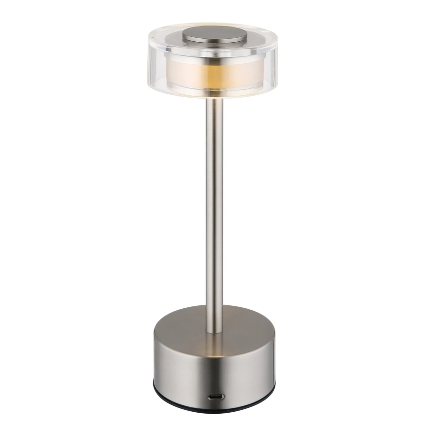 Globo - LED Prigušiva punjiva dodirna stona lampa LED/2,5W/3,7V 2700/4000/6500K 1800mAh mat krom