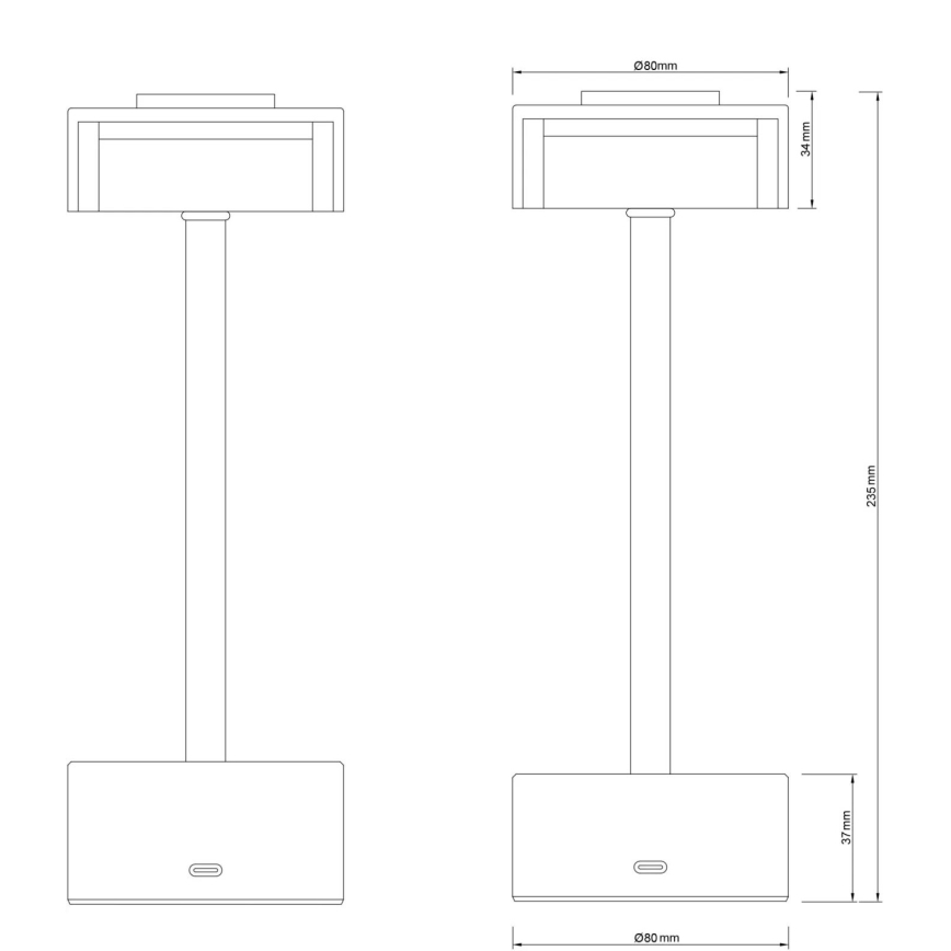 Globo - LED Prigušiva punjiva dodirna stona lampa LED/2,5W/3,7V 2700/4000/6500K 1800mAh mat krom