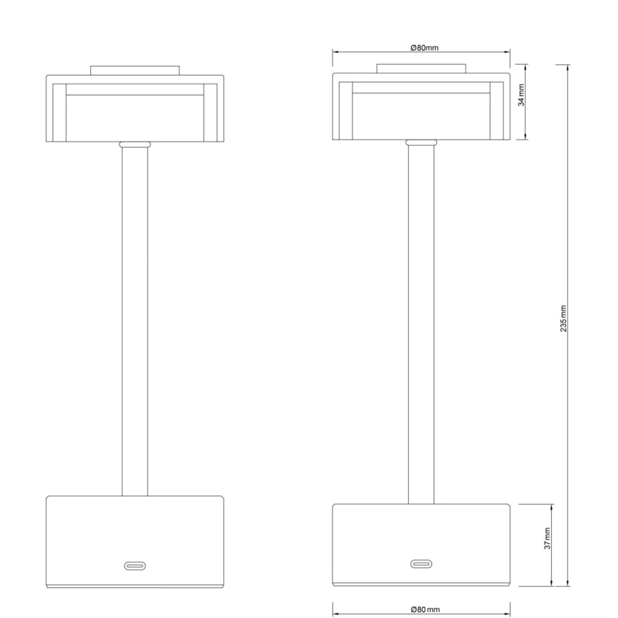 Globo - LED Prigušiva punjiva dodirna stona lampa LED/2,5W/3,7V 2700/4000/6500K 1800mAh crno