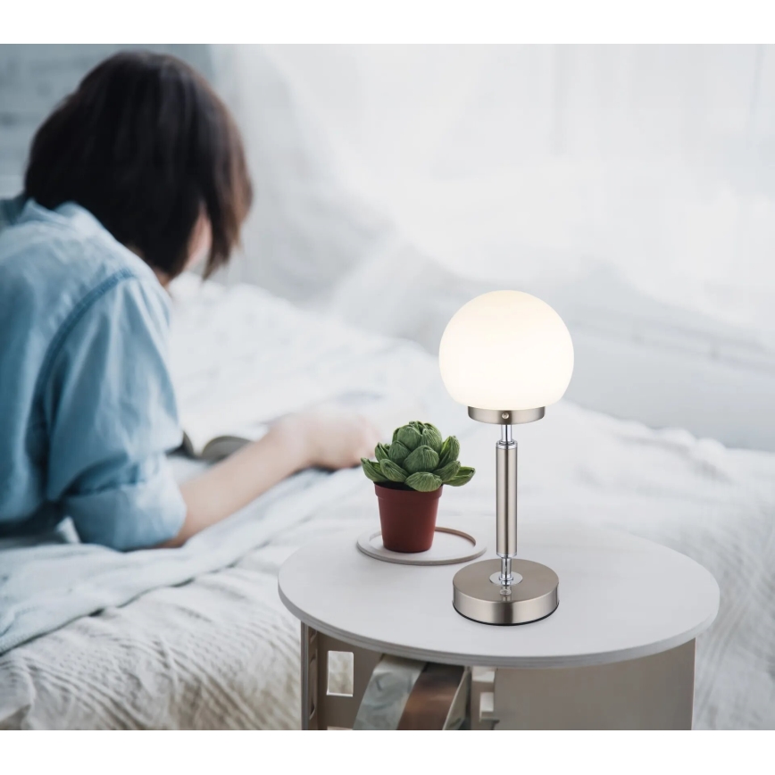 Globo - LED Prigušiva punjiva dodirna stona lampa LED/2,5W/5V 1800mAh 2700/4000/6500K mat krom