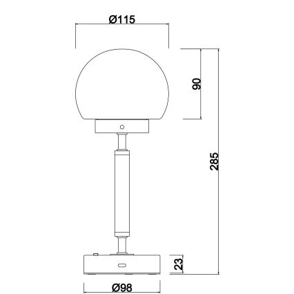 Globo - LED Prigušiva punjiva dodirna stona lampa LED/2,5W/5V 1800mAh 2700/4000/6500K mat krom