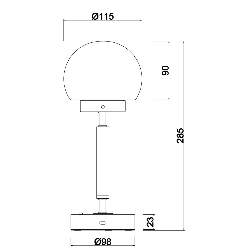 Globo - LED Prigušiva punjiva dodirna stona lampa LED/2,5W/5V 1800mAh 2700/4000/6500K mat krom