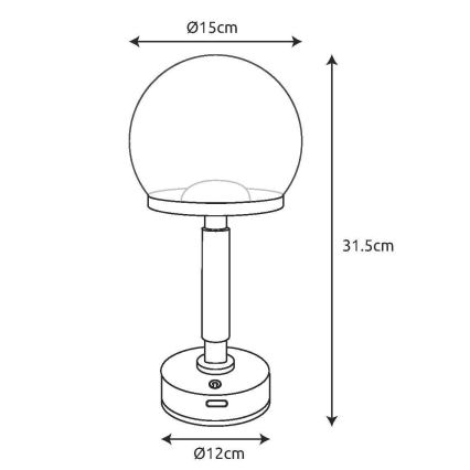 Globo - LED Prigušiva punjiva dodirna stona lampa LED/2,5W/5V 1800mAh 2700/4000/6500K crno