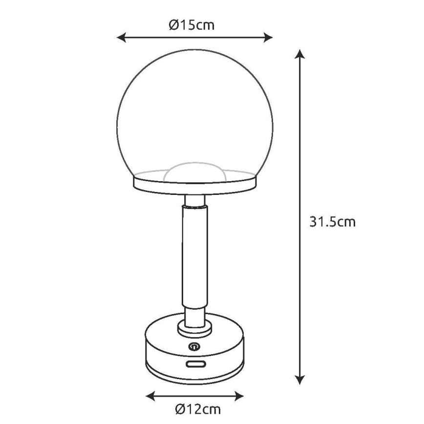 Globo - LED Prigušiva punjiva dodirna stona lampa LED/2,5W/5V 1800mAh 2700/4000/6500K crno