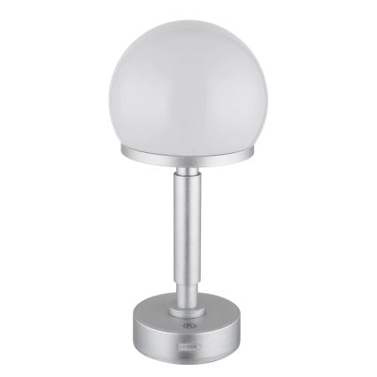 Globo - LED Prigušiva punjiva dodirna stona lampa LED/2,5W/5V 1800mAh 2800K srebrno