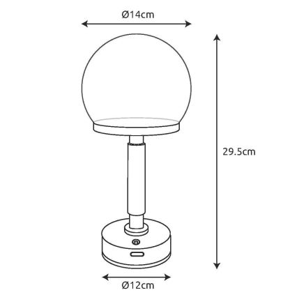 Globo - LED Prigušiva punjiva dodirna stona lampa LED/2,5W/5V 1800mAh 2800K srebrno