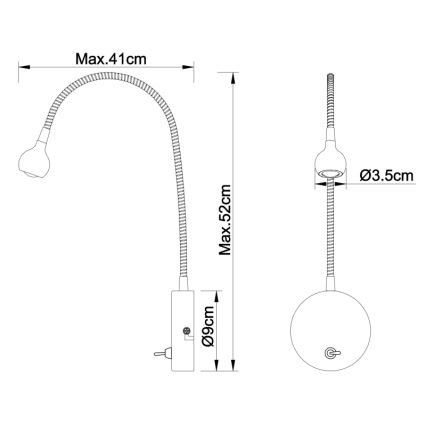 Globo - LED Fleksibilna lampica LED/3W/230V sjajni krom