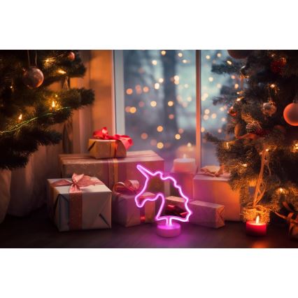 Globo - LED neonska stona dekoracija LED/2W/3xAA jednorog