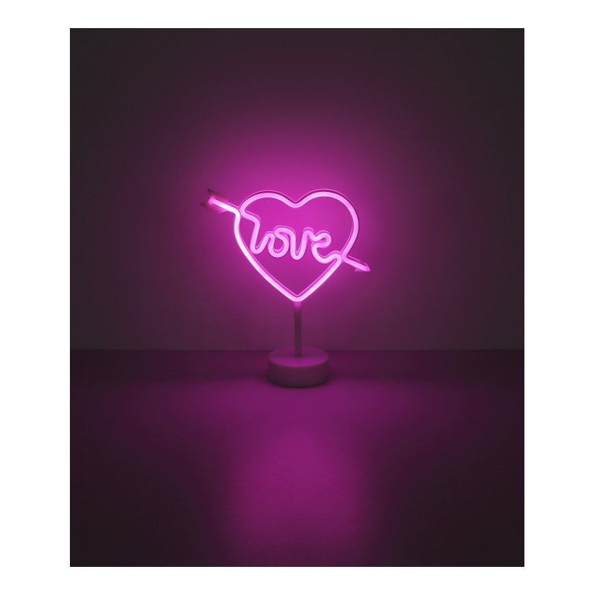 Globo - LED Neonska stona dekoracija LED/2W/3xAA srce