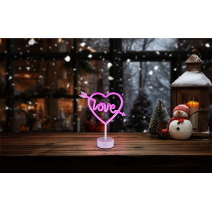 Globo - LED Neonska stona dekoracija LED/2W/3xAA srce