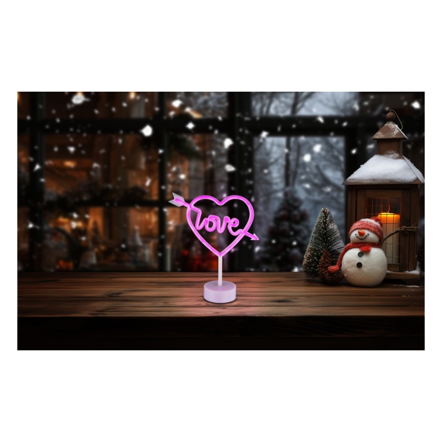 Globo - LED Neonska stona dekoracija LED/2W/3xAA srce