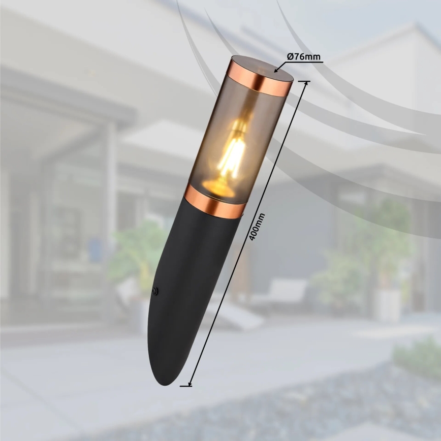 Globo - Spoljašnje zidno svetlo 1xE27/23W/230V IP44 crna/bakar