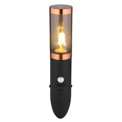 Globo - Spoljašnja zidna lampa sa senzorom 1xE27/15W/230V IP44 crno/bakreno