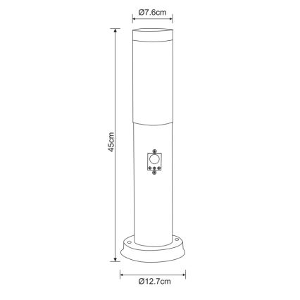 Globo - Spoljašnja lampa sa senzorom 1xE27/60W/230V 45 cm IP44