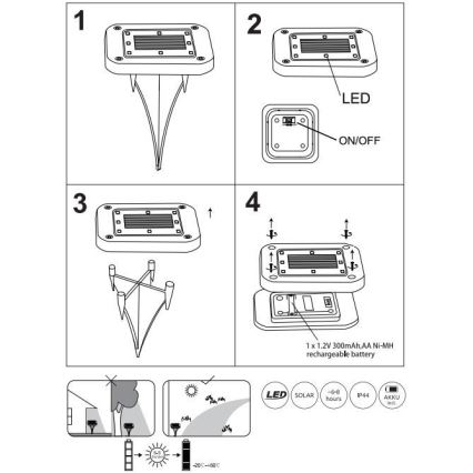 Globo - Set 2x LED Solarno svetlo LED/0,8W/1,2V IP44 300 mAh