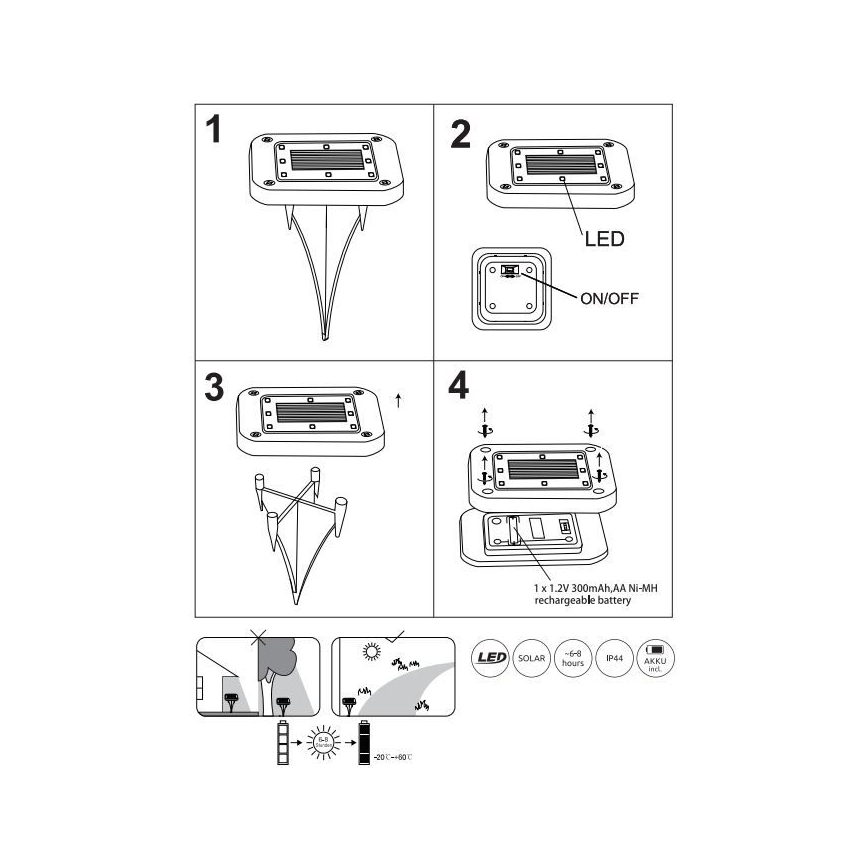 Globo - Set 2x LED Solarno svetlo LED/0,8W/1,2V IP44 300 mAh