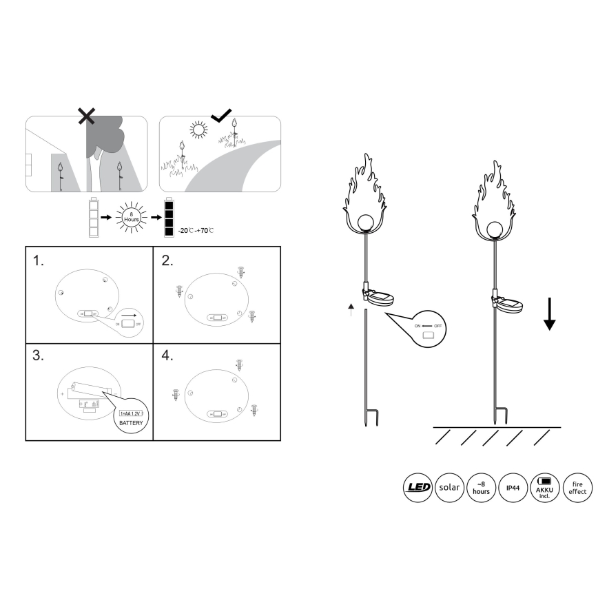 Globo - LED Solarno svetlo LED/0,04W/3V IP44 600 mAh