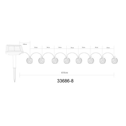 Globo - LED Solarni dekorativni lanac 98xLED/0,1W/3V 410 cm IP44