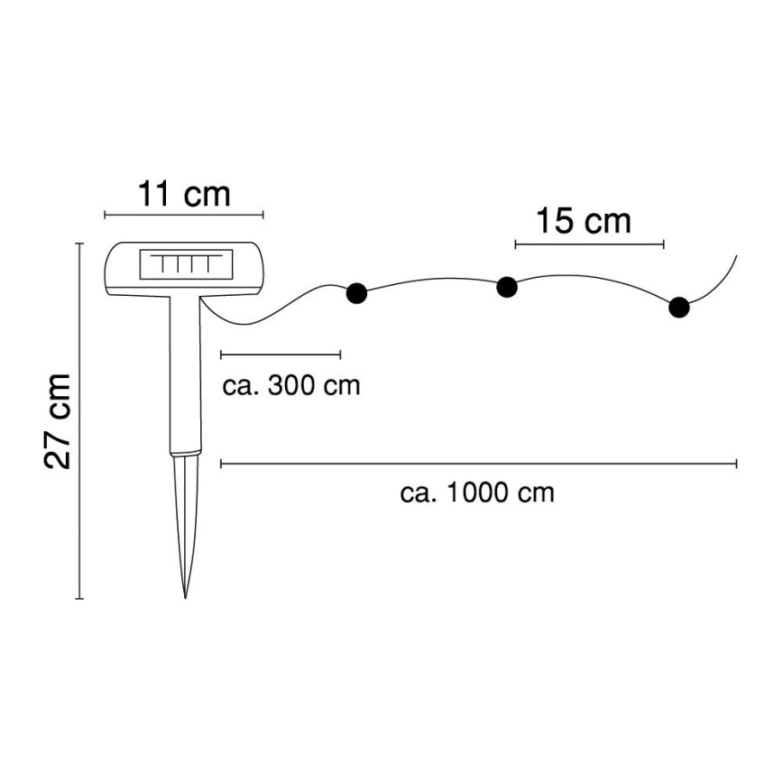 Globo - LED Solarni lanac 10 m 50xLED/2,4V IP44 600 mAh