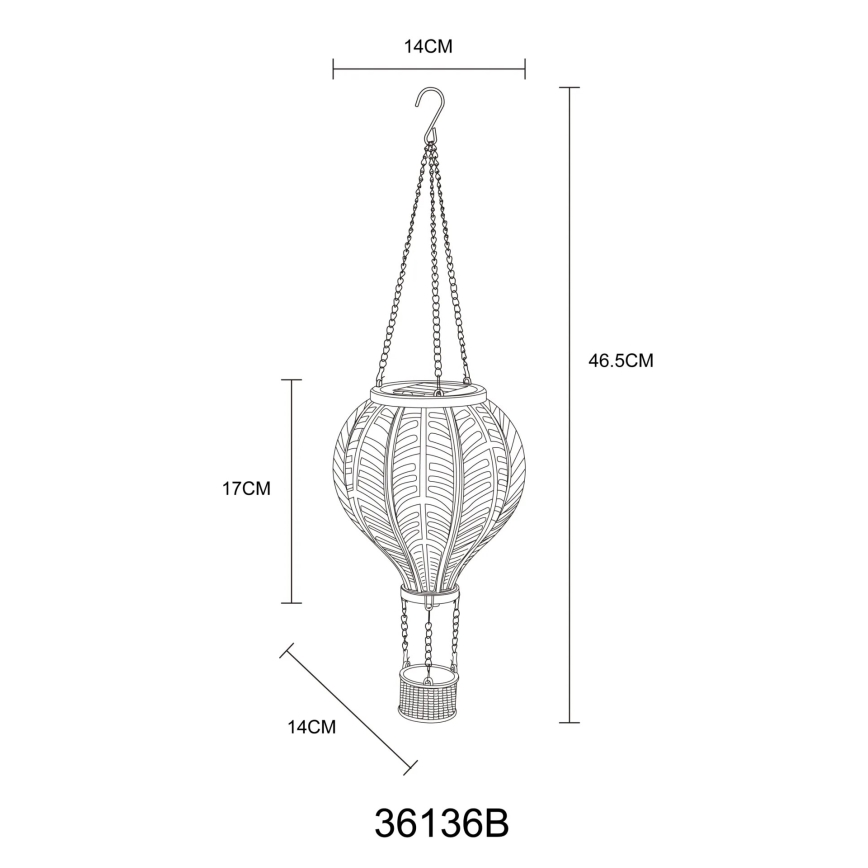 Globo - Viseća solarna dekoracija 20xLED/0,5W/3V IP44 leteći balon