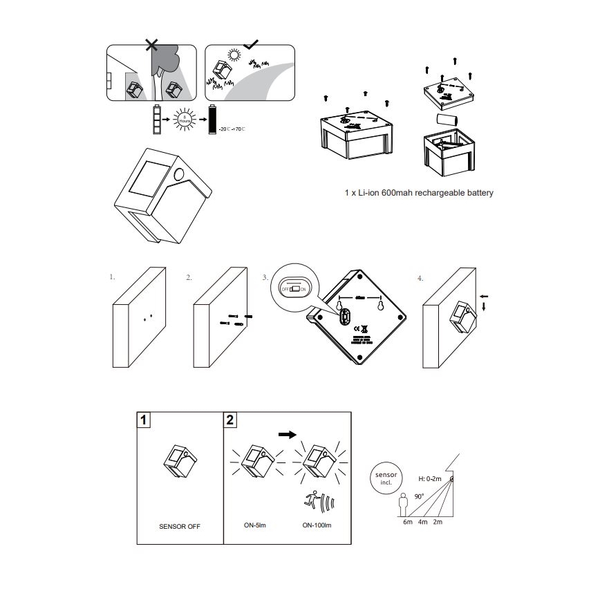 Globo - LED solarno svetlo sa senzorom LED/0,48W/3V IP44 600 mAh