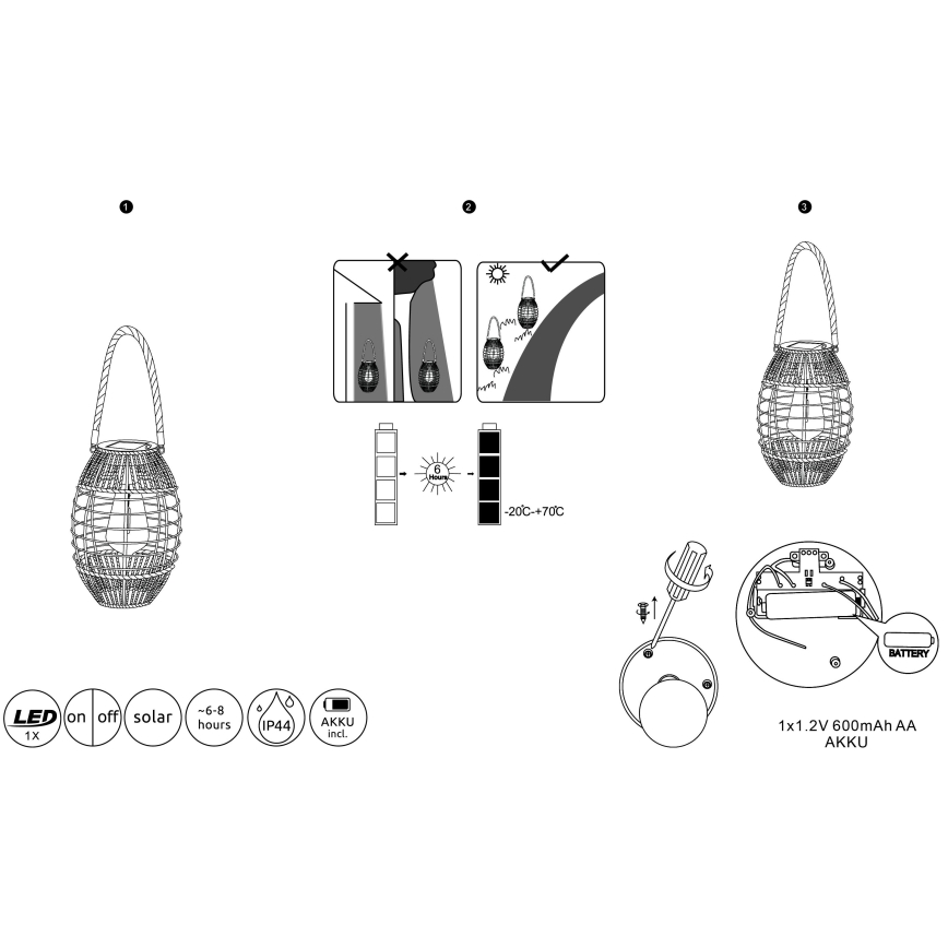 Globo - LED Solarno svetlo LED/2W/3V IP44 600 mAh