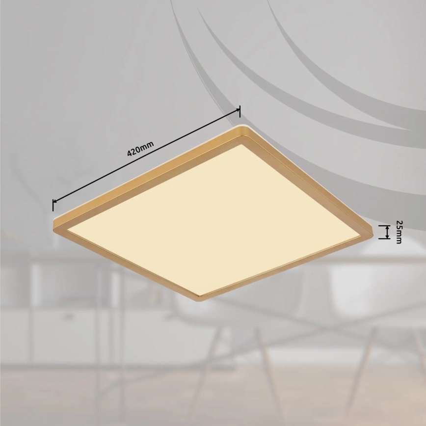 Globo - LED Prigušiva plafonjera za kupatilo LED/24W/230V 3000K IP44 42x42 cm mesing