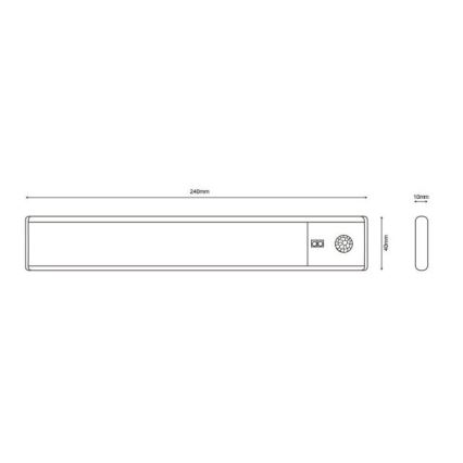 Globo - LED prigušiva punjiva svetiljka za montažu ispod ormarića LED/1,4W/5V 4000K 1100 mAh 24 cm