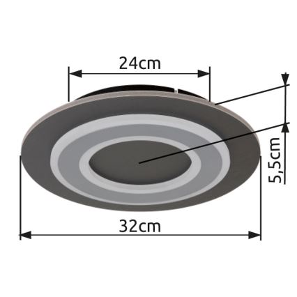Globo - LED Plafonjera LED/24W/230V 3000K pr. 32 cm antracit