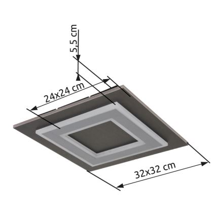 Globo - LED Plafonjera LED/24W/230V 3000K 32x32 cm antracit